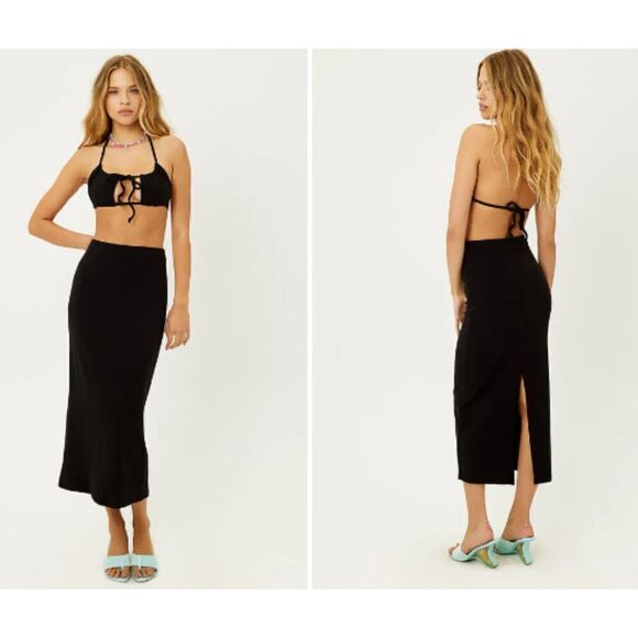 Frankie's Bikinis Other - Frankies Bikinis Opal Terry Skirt Black Midi Length Size XS